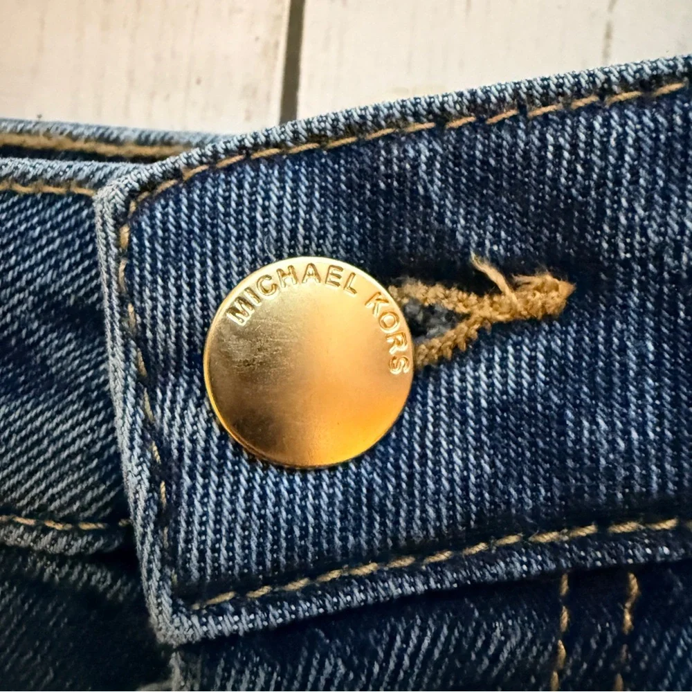 Michael Kors | Carmen Wide Leg, Super High Rise Dark Blue Jeans - Picture 8 of 8